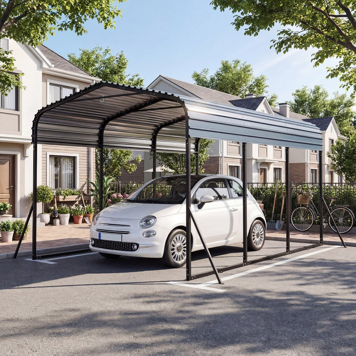 10 x 14.5 FT Heavy-Duty Carport Outdoor Galvanized Steel Garage Car Shelter with Leak-proof Roof - Home Outpost Supply