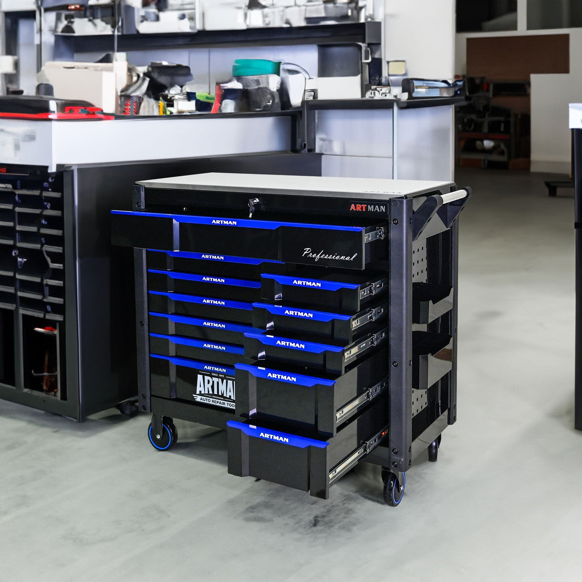 12-Layer Drawer Multi-Purpose Tool Car, With Wheels, Iron Top - Home Outpost Supply