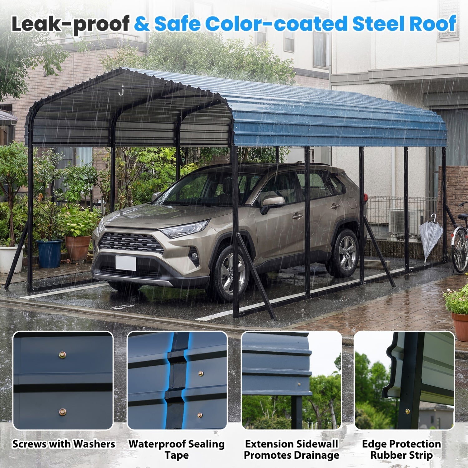 12 x 20 Feet Heavy-Duty Carport Outdoor Galvanized Steel Garage Car Shelter