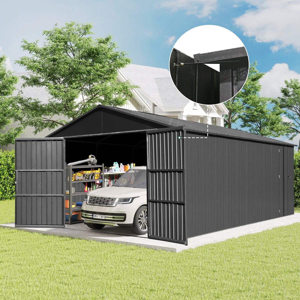 12x15FT Outdoor Metal Garage Shed - Home Outpost Supply