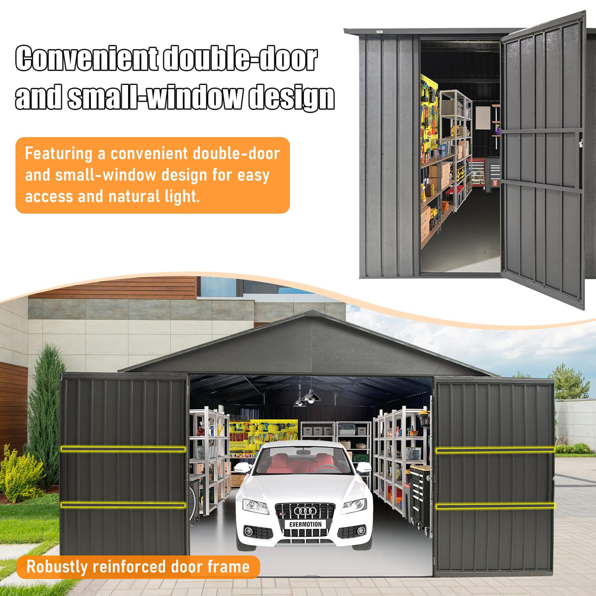 12x20ft Outdoor Metal Garage Shed - Home Outpost Supply