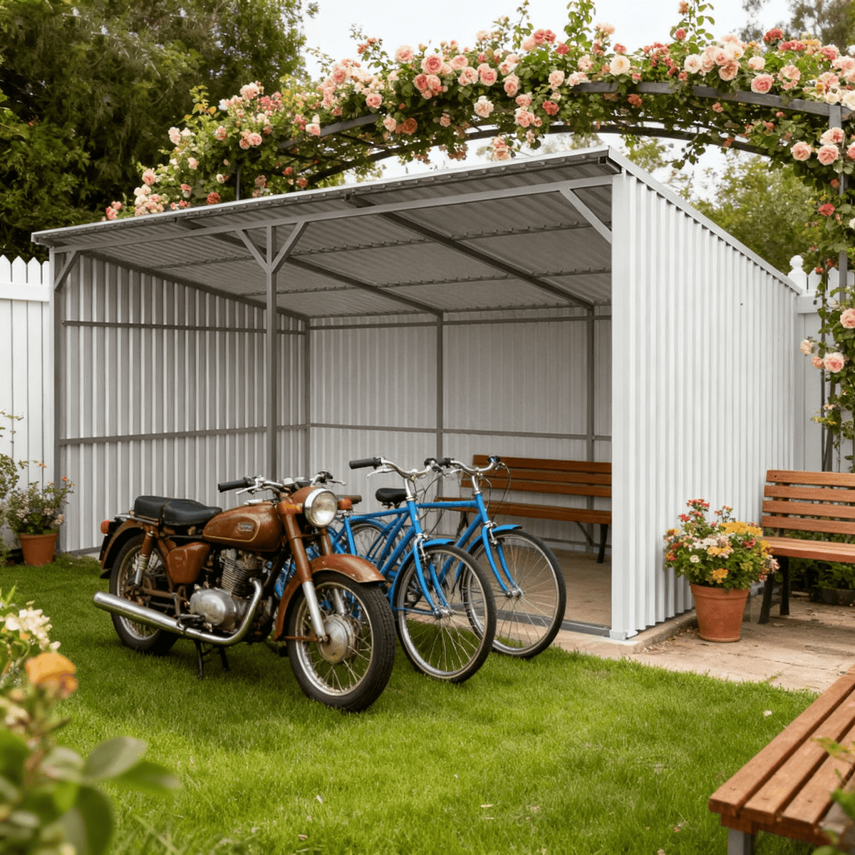 20Ft x 12Ft Livestock Metal Shed – Heavy-Duty Steel Shelter - Home Outpost Supply