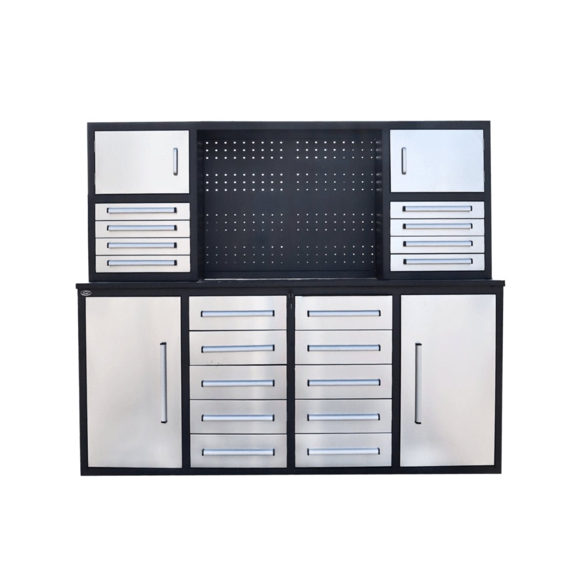 7 ft Garage Workbench Cabinet (18 Drawers & 4 Cabinets & Pegboard) - Home Outpost Supply