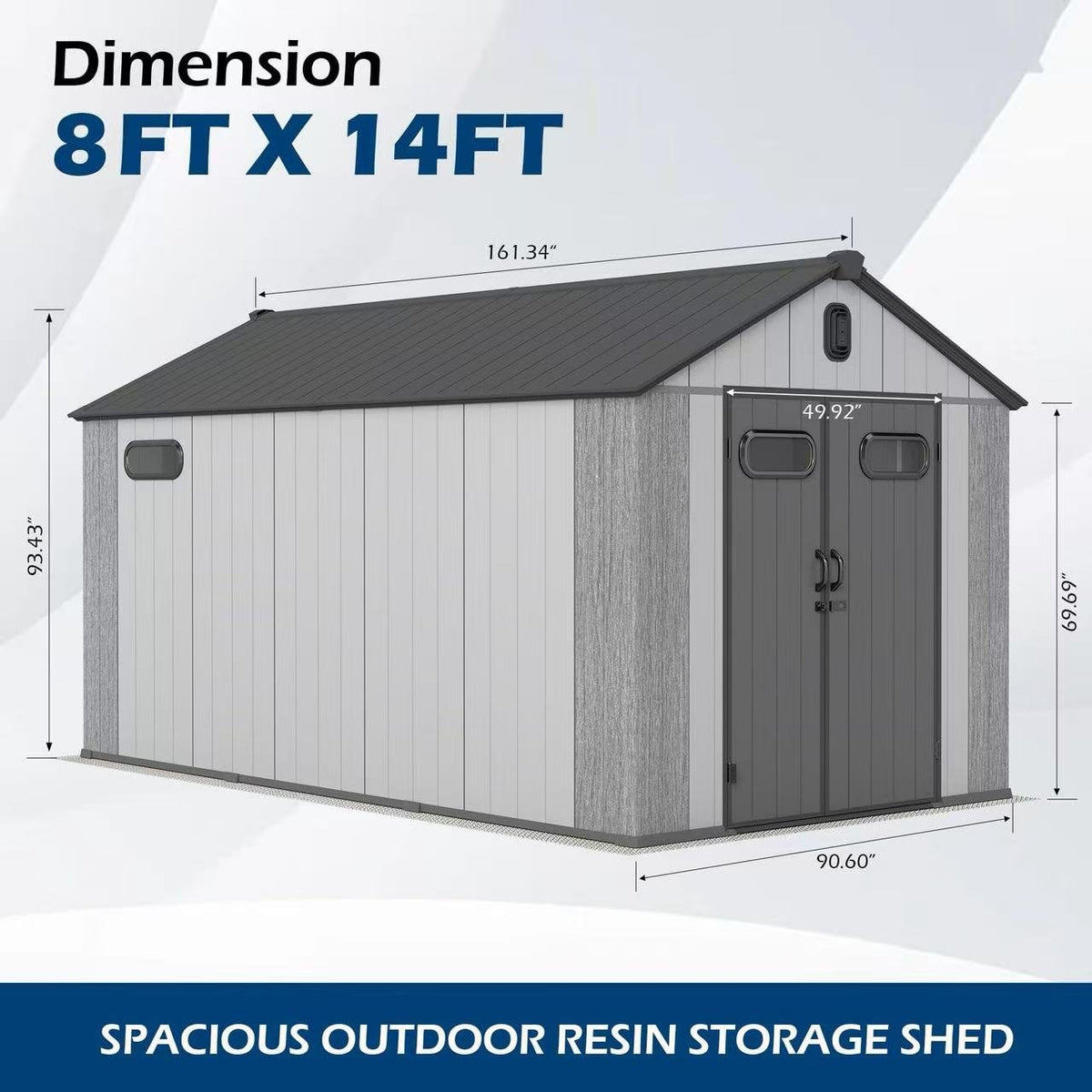 8x14Ft Resin Outdoor Storage Shed with Carpet - Home Outpost Supply