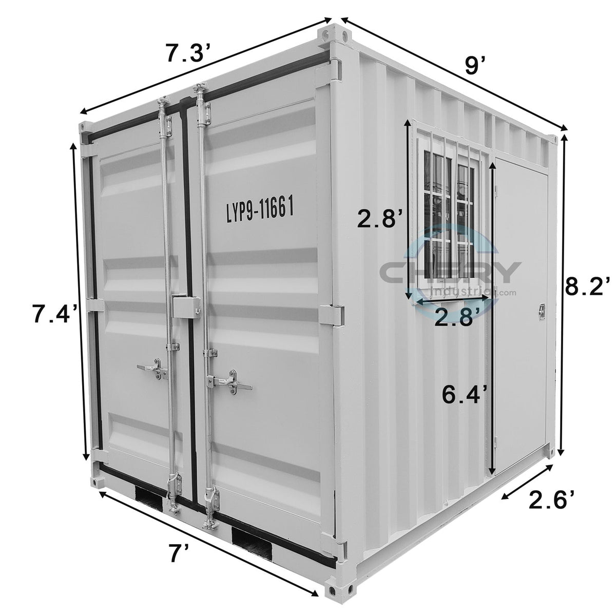 9' Small Steel Shipping Container with Side Door & Window