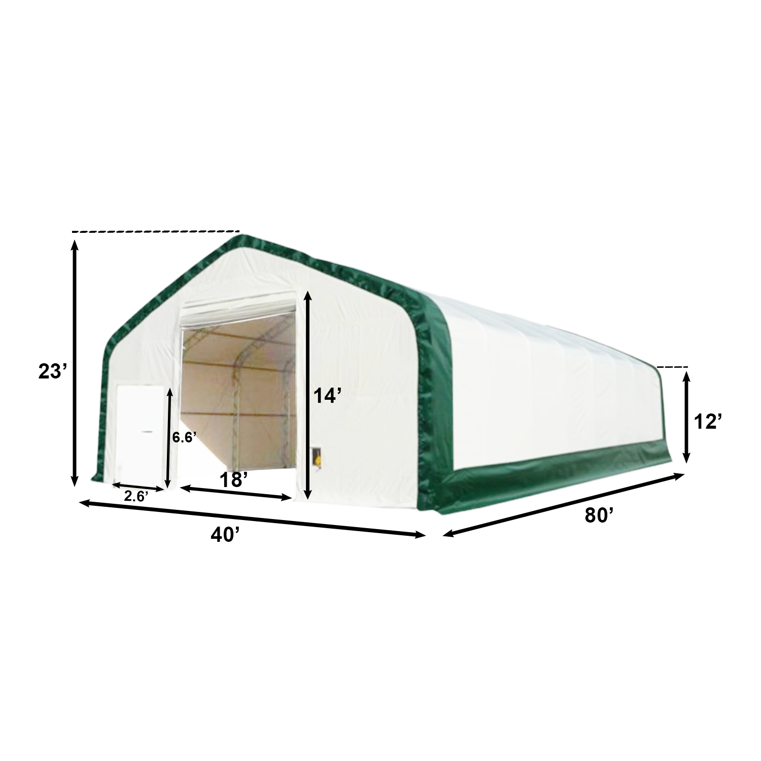 W40'xL80'xH23' Double Truss Storage Shelter