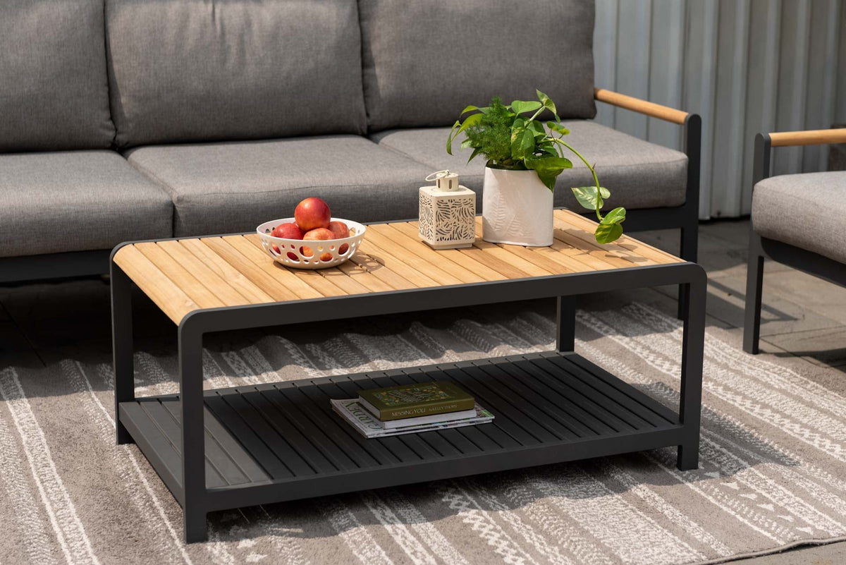 Amber Teak and Aluminum Rectangular Coffee Table - Home Outpost Supply