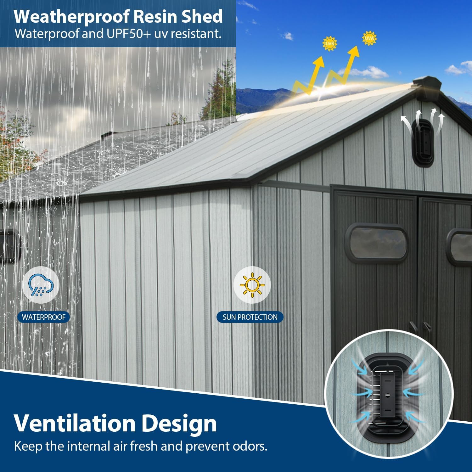 8x16Ft Resin Outdoor Storage Shed with Carpet