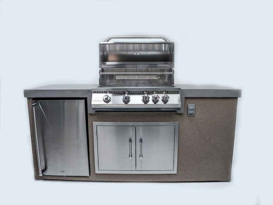 KoKoMo 7' Outdoor Kitchen Island with Grill – Built-In 32” Grill + Fridge - Home Outpost Supply