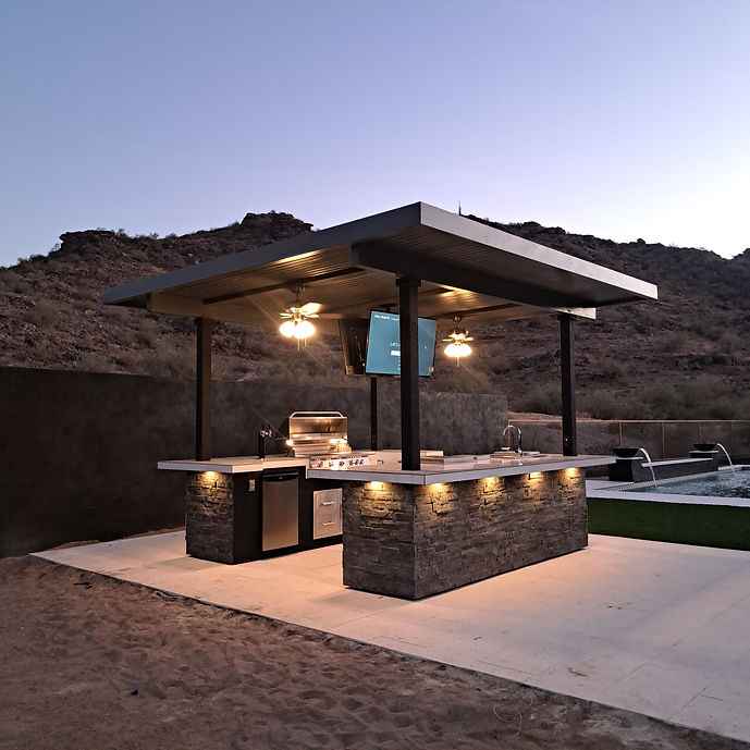 KoKoMo Big Island Sports Bar Outdoor Kitchen Grill – Dual 55” TVs + Built-In BBQ - Home Outpost Supply