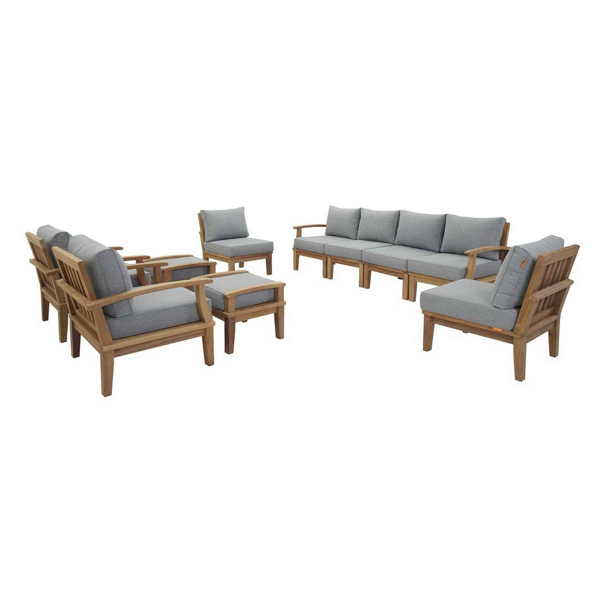 Marina 10-Piece Teak Outdoor Patio Set - Grey Finish by Patio Elegance - Home Outpost Supply