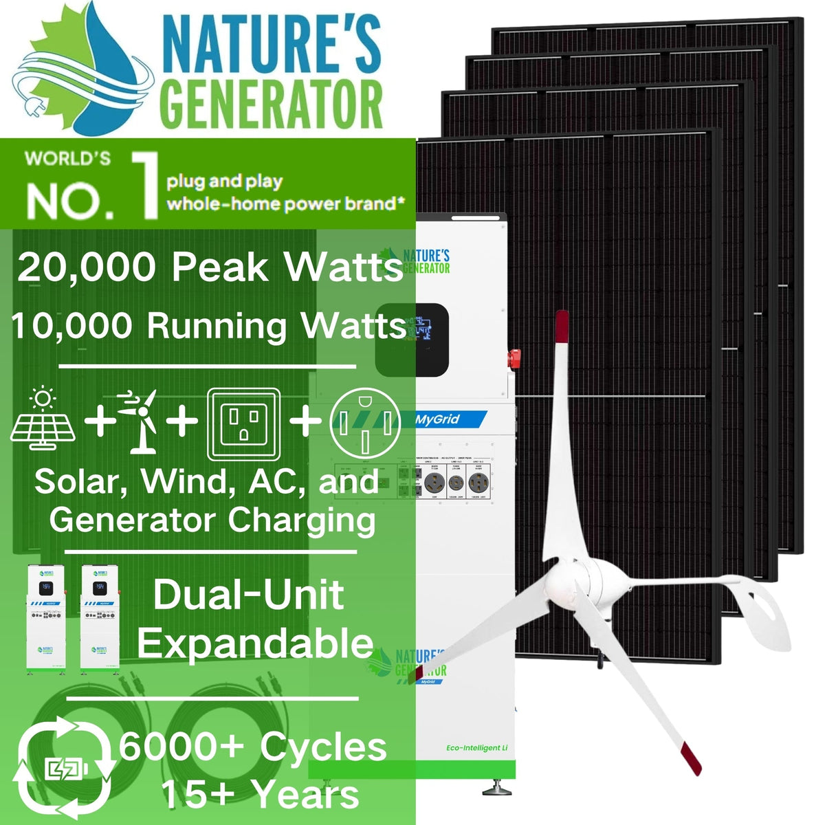 Nature's Generator MyGrid 10K Gen 2 Solar & Wind Home Backup Bundle