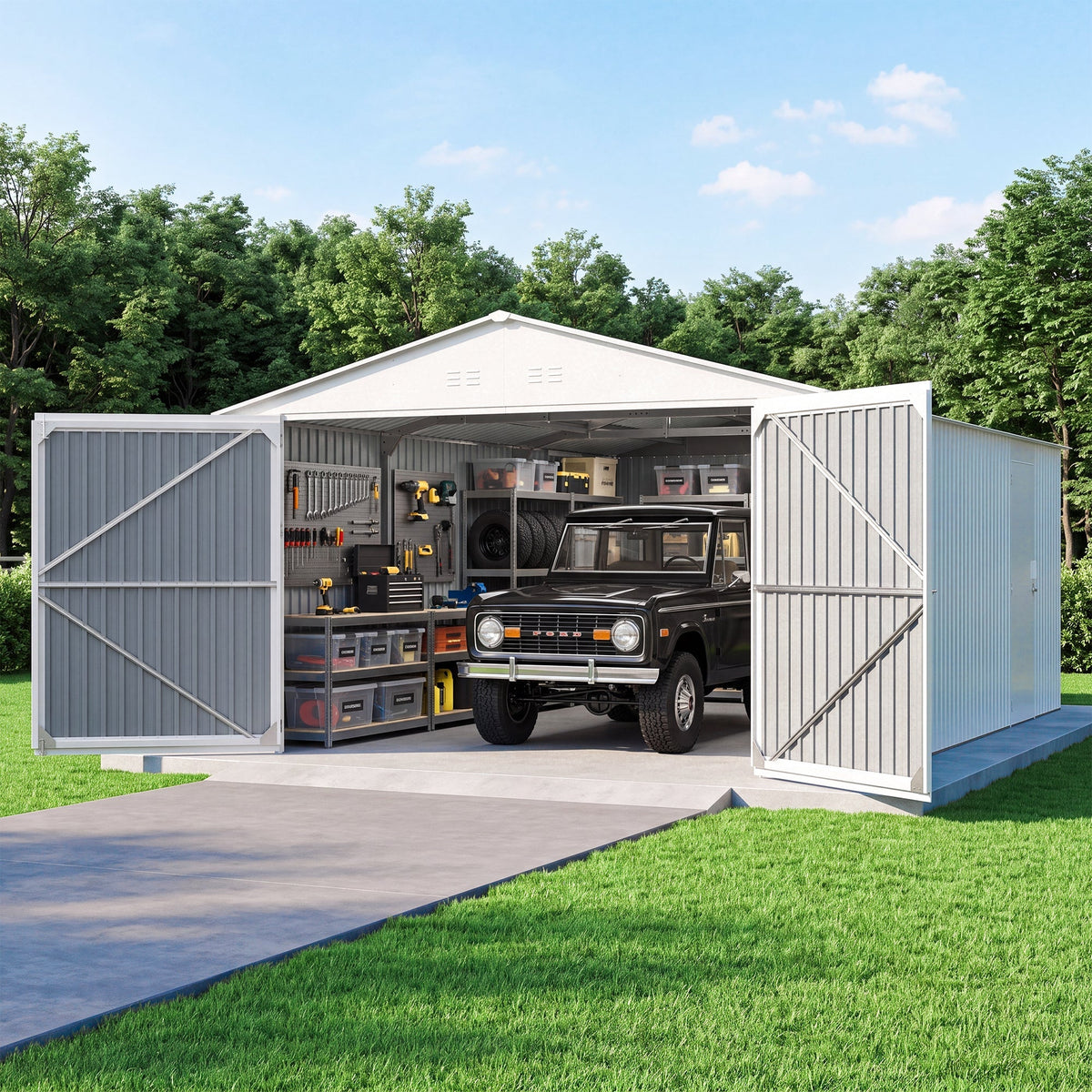 Outdoor Storage Shed 20x13 FT - Metal Garden Shed - Home Outpost Supply