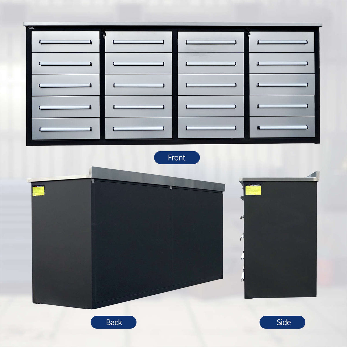 7ft Heavy Duty Garage Workbench Cabinet with 20 Drawers