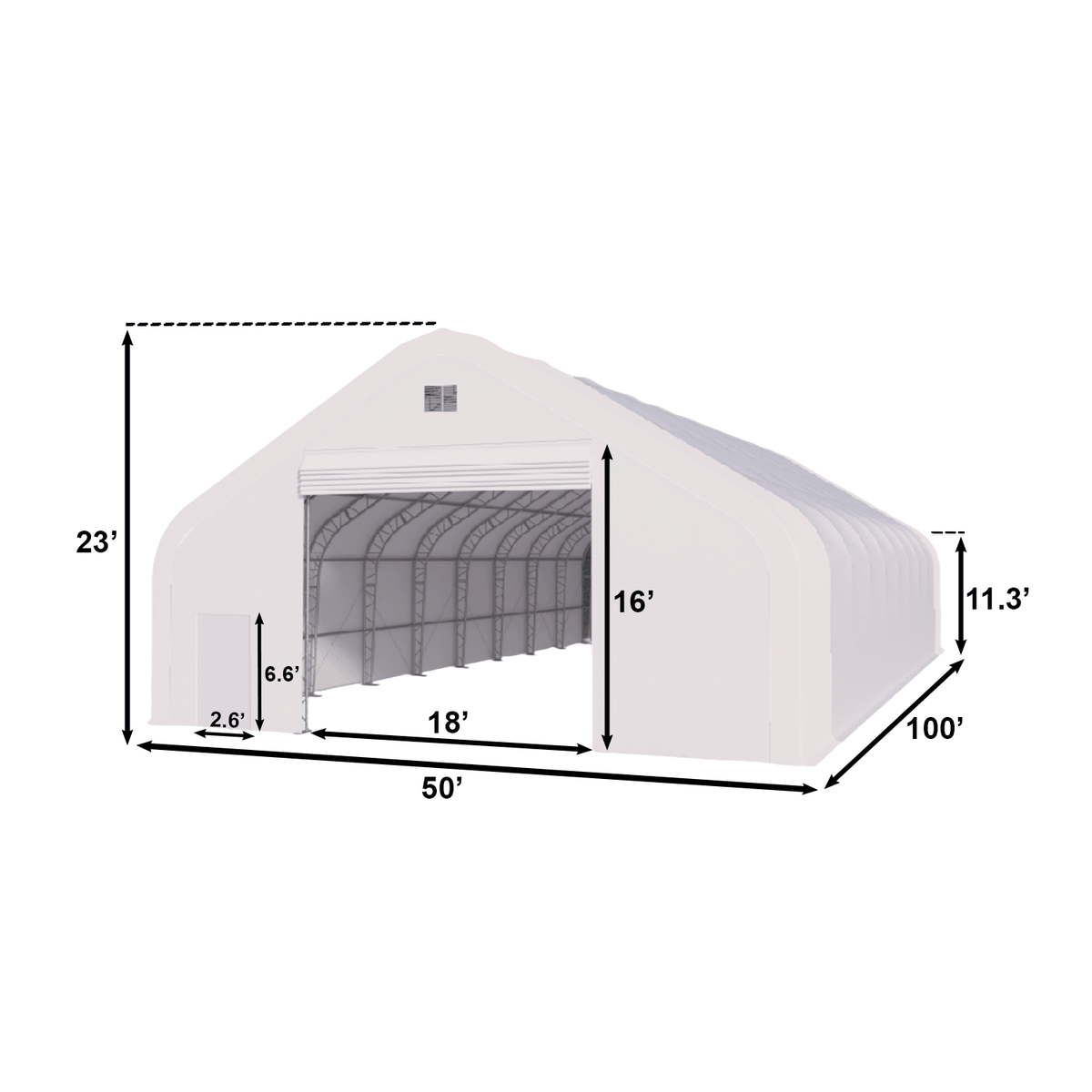 W50'xL100'xH23' Double Truss Storage Shelter - Home Outpost Supply