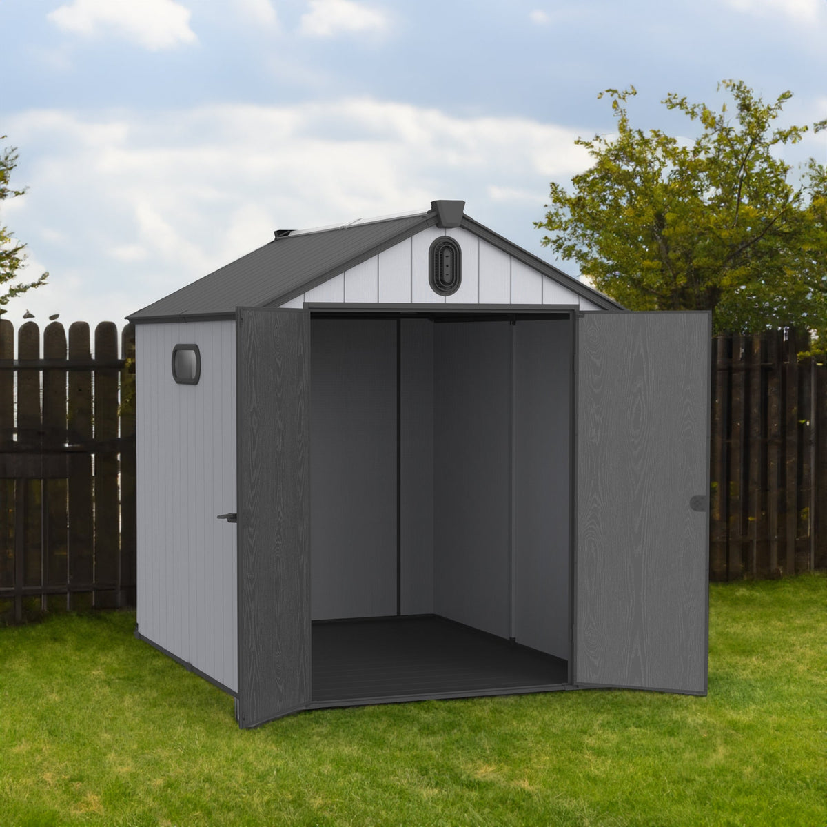 XWT012 6*8ft plastic storage shed for backyard garden big spire Tool storage - Home Outpost Supply