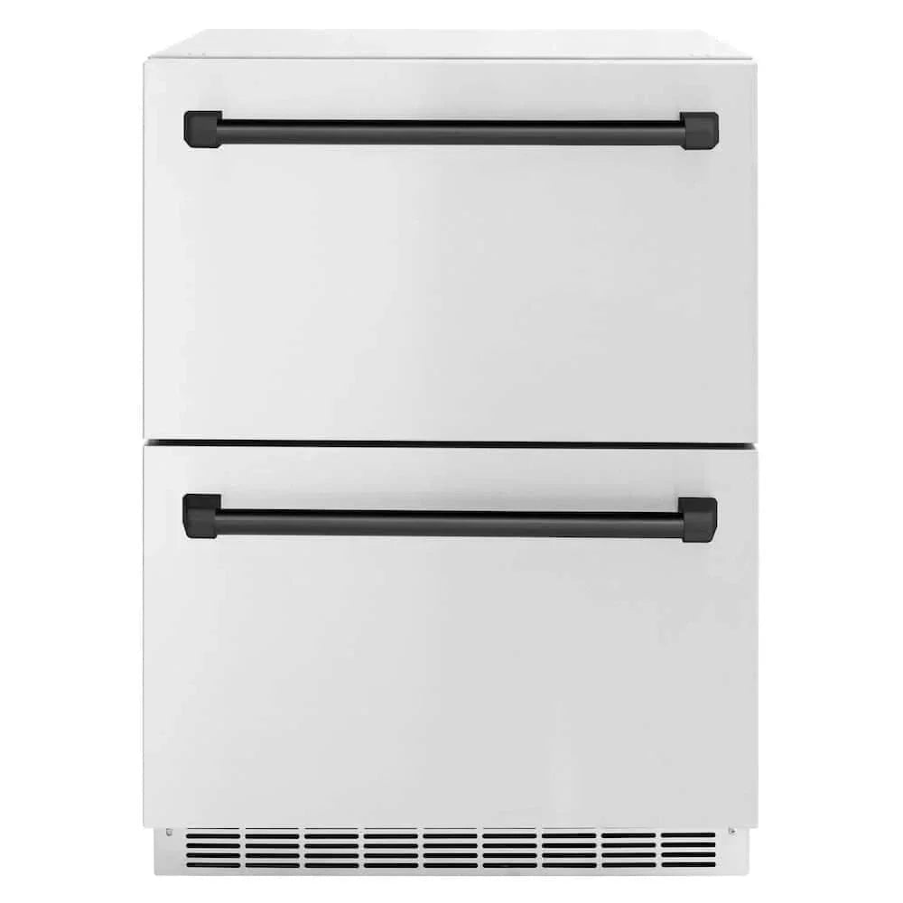 ZLINE 24" Touchstone 168 Can Outdoor-Rated Dual Refrigerator Drawer, Matte Black, RDSOZ-ST-24-MB - Home Outpost Supply