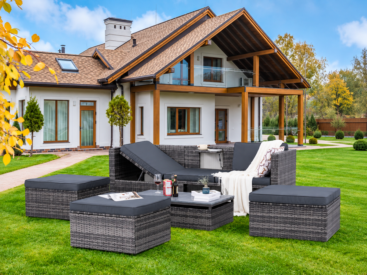 Phttps://shopifyfile.oss-accelerate.aliyuncs.com/attached/image/202403/0933B88623F8456F2D133908FF9A8C79.jpgatio Furniture, Outdoor Furniture, Seasonal PE Wicker Furniture,5 Set Wicker Furniture With Plywood Coffee Table - Home Outpost Supply