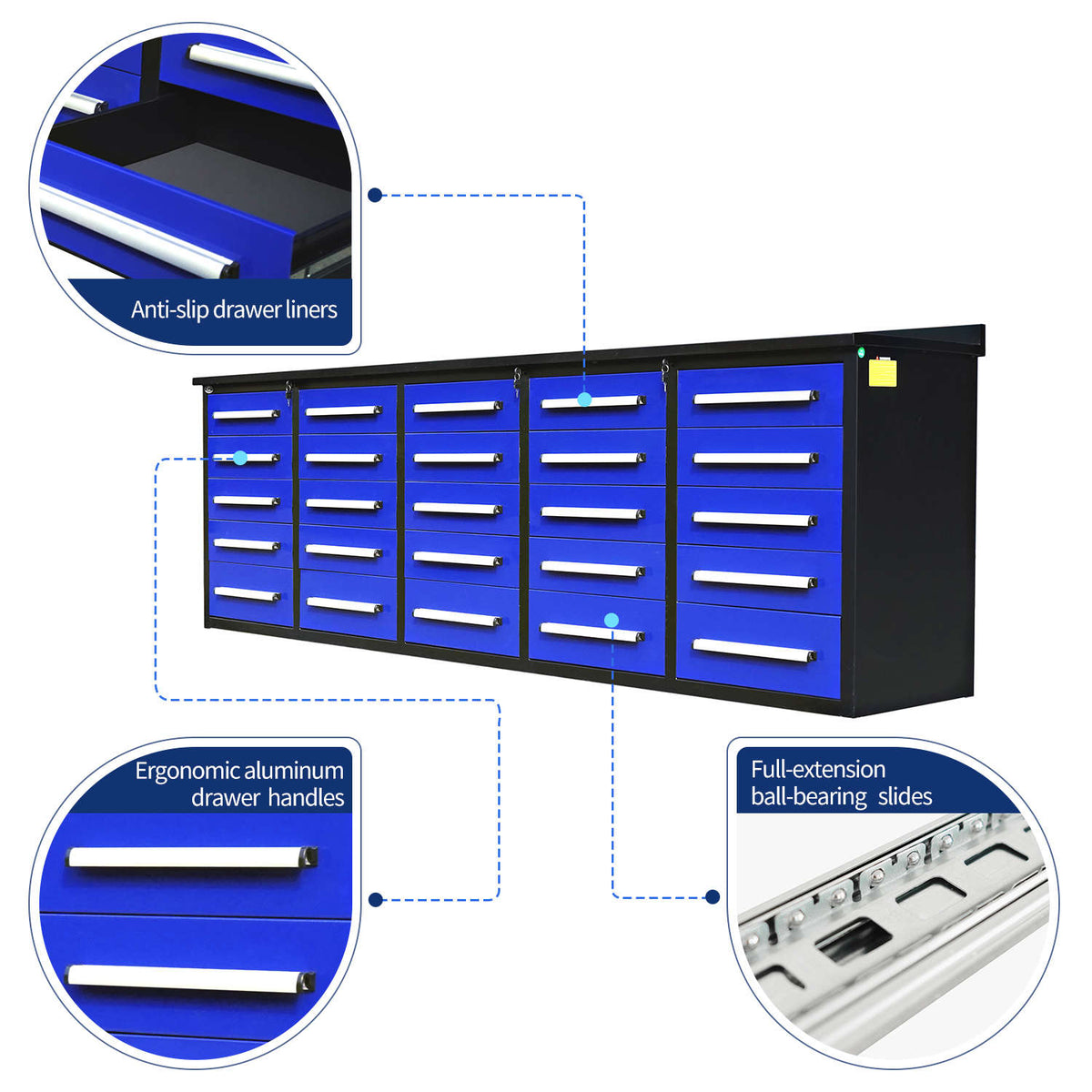 10 ft Heavy Duty Workbench with 25 Drawers - Home Outpost Supply