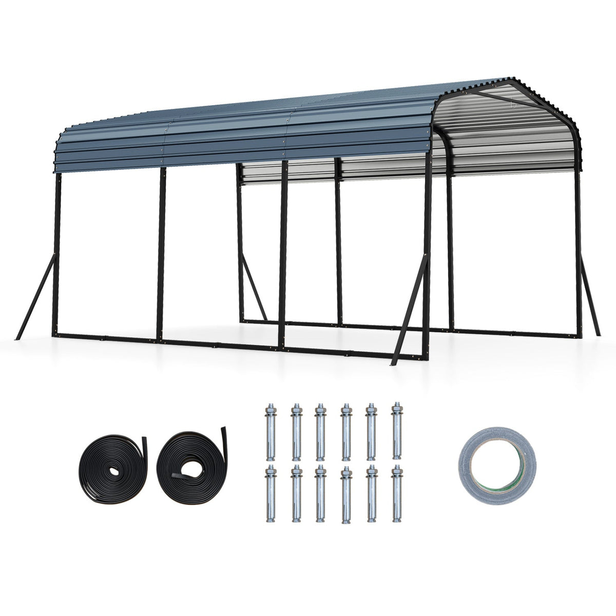 10 x 14.5 FT Heavy-Duty Carport Outdoor Galvanized Steel Garage Car Shelter with Leak-proof Roof - Home Outpost Supply