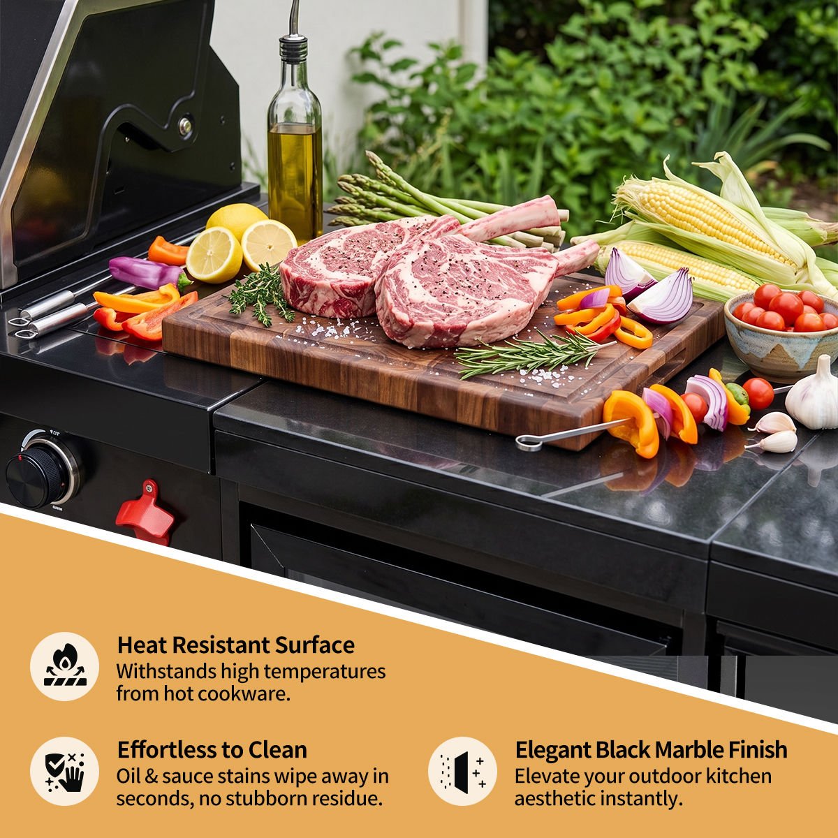 104" 4-Burner 72,000 BTU Black Outdoor Kitchen Bar Barbecue Island Grill + Wine Cooler + Sink - Home Outpost Supply