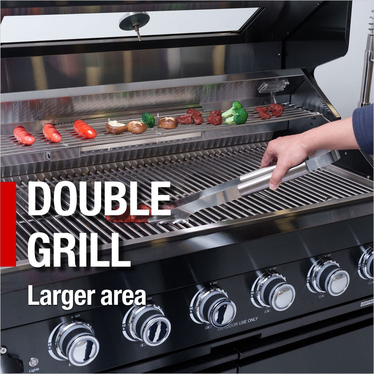 104" 4-Burner 72000 BTU Black Outdoor Kitchen Island Grill with Storage Cabinets & Drawers - Home Outpost Supply