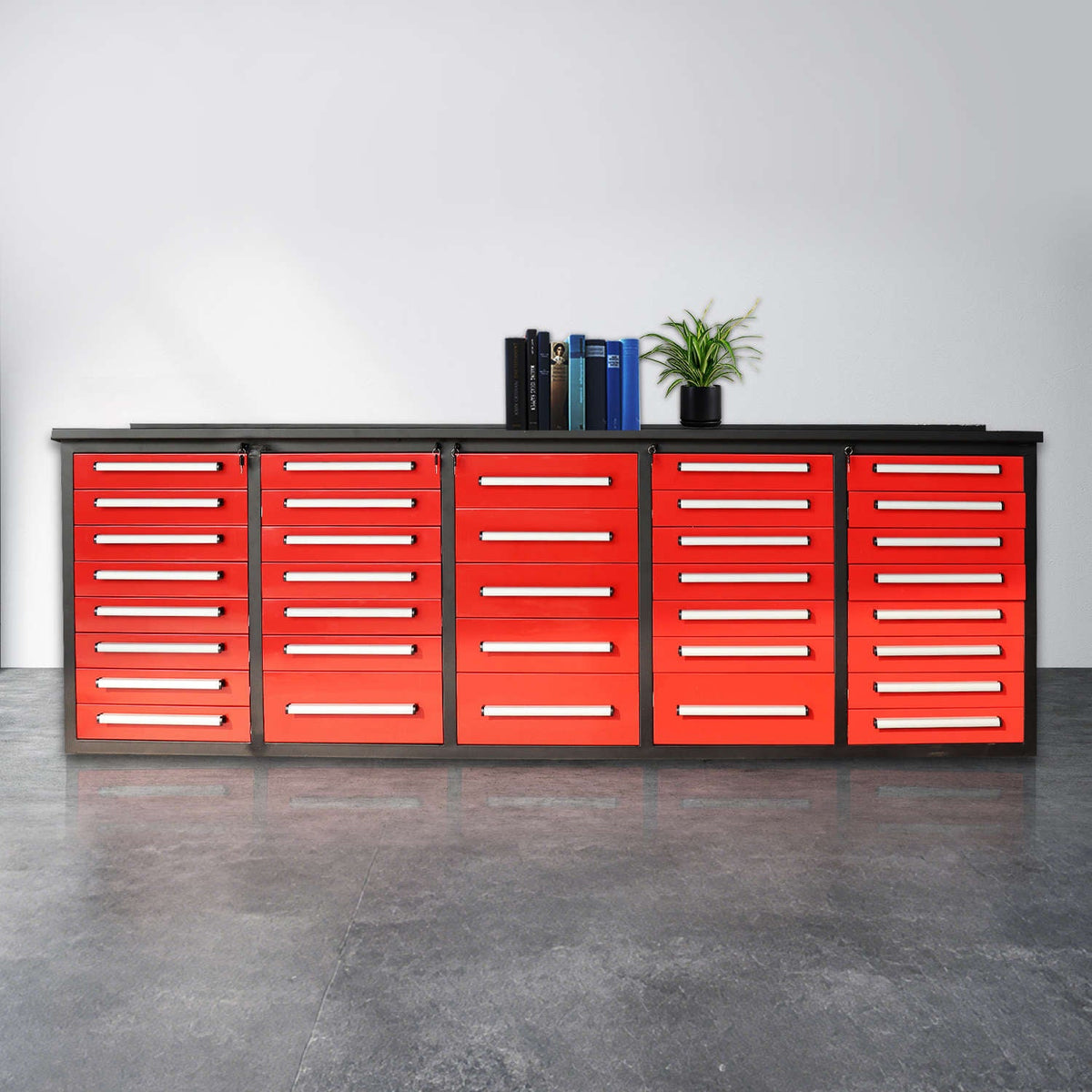 10ft Heavy-Duty Workbench Storage Cabinet with 35 Drawers