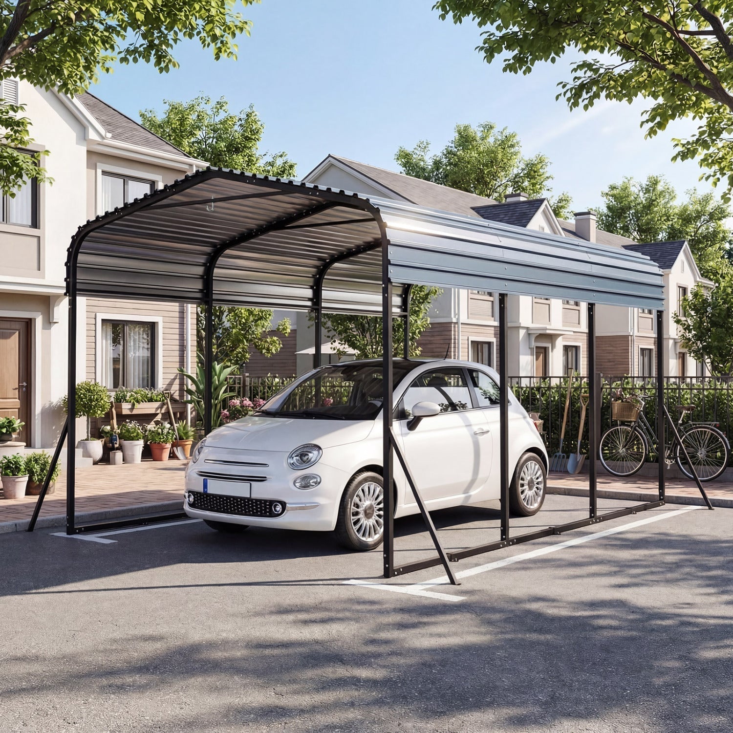 10 x 14.5 FT Heavy-Duty Carport Outdoor Galvanized Steel Garage Car Shelter with Leak-proof Roof