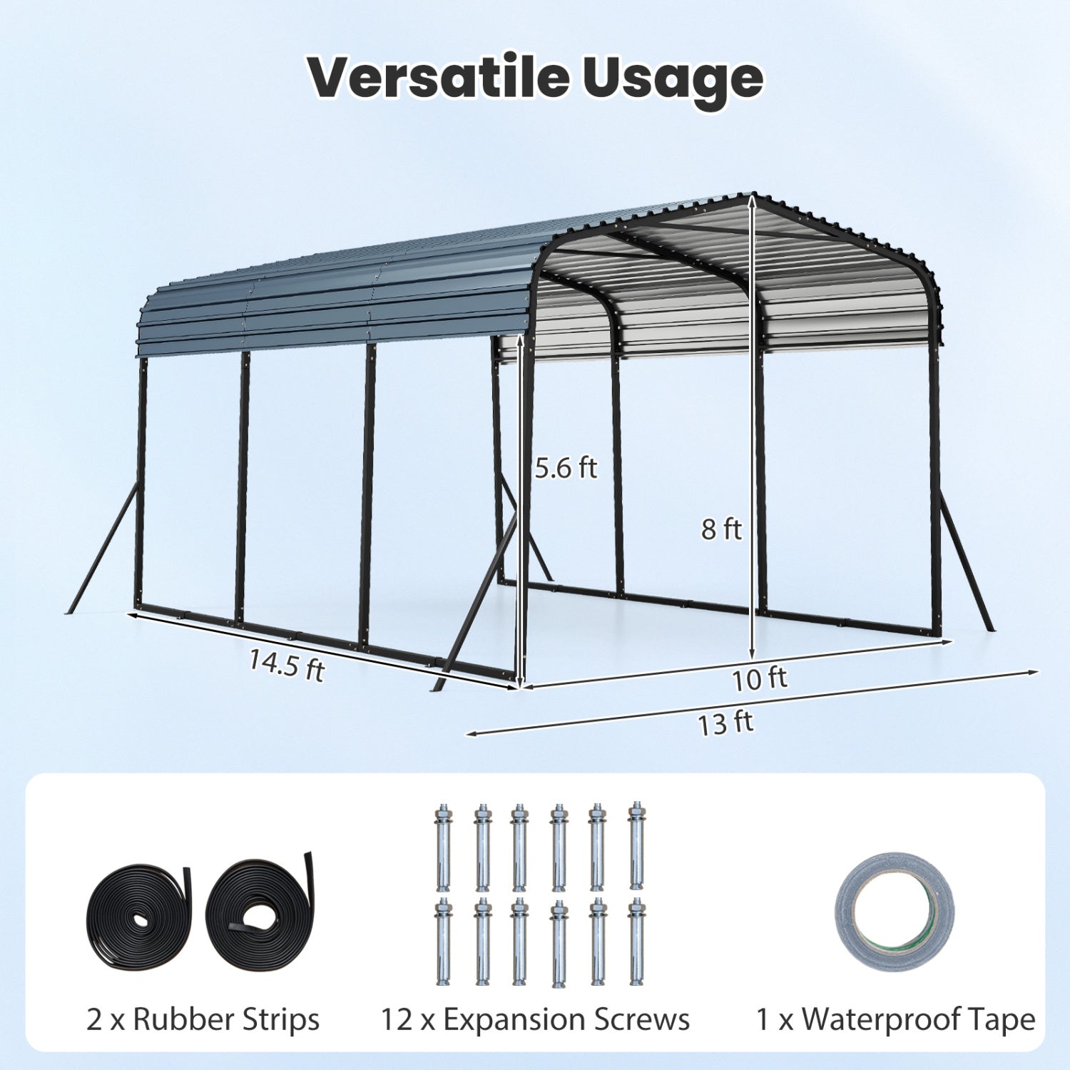 10 x 14.5 FT Heavy-Duty Carport Outdoor Galvanized Steel Garage Car Shelter with Leak-proof Roof