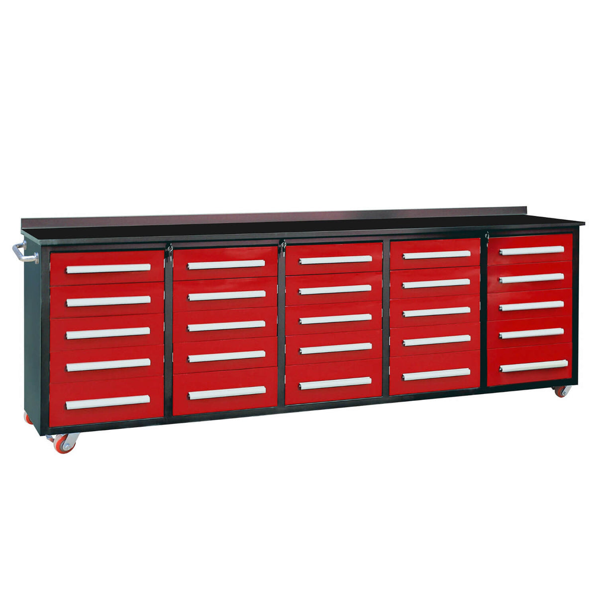 10ft 25-Drawer Storage Workbench with Wheels - Home Outpost Supply
