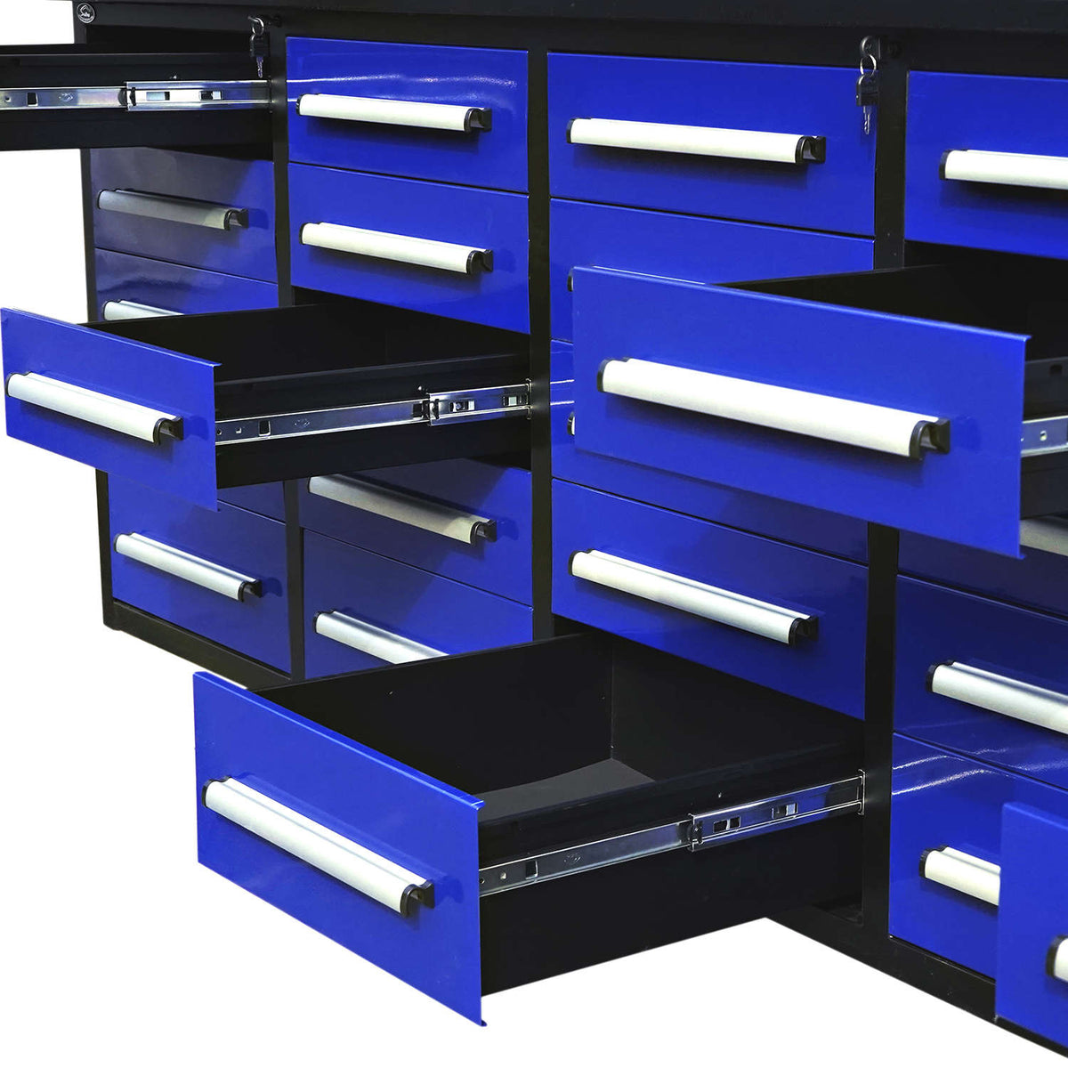 10ft 25-Drawer Storage Workbench with Wheels - Home Outpost Supply