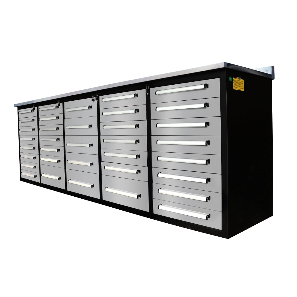 10ft Heavy-Duty Workbench Storage Cabinet with 35 Drawers