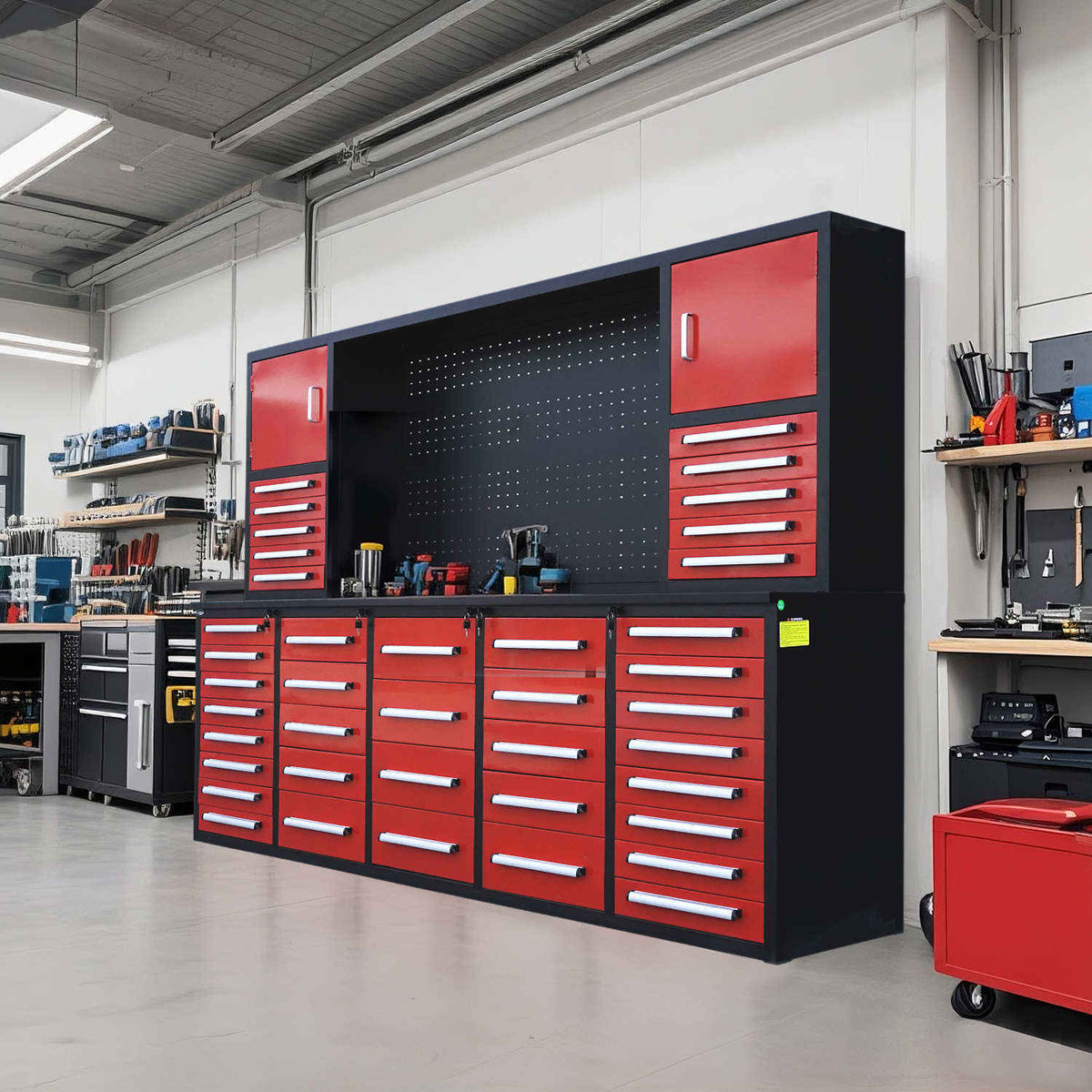 10ft Workbench Cabinet(40 Drawers, 2 Cabinets & 1 Pegboard) - Home Outpost Supply
