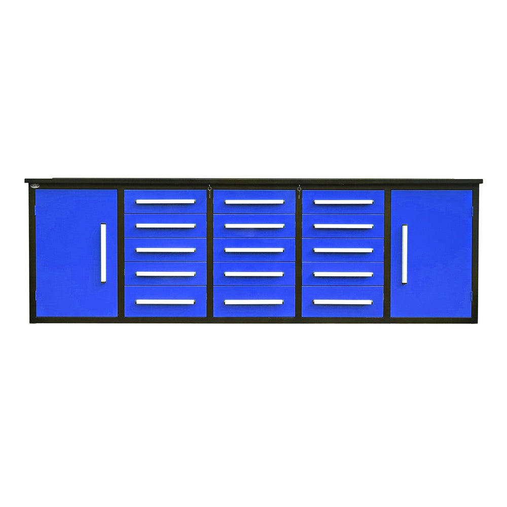 10ft Workbench Storage Cabinet with 15 Drawers & 2 Cabinets dimension diagram