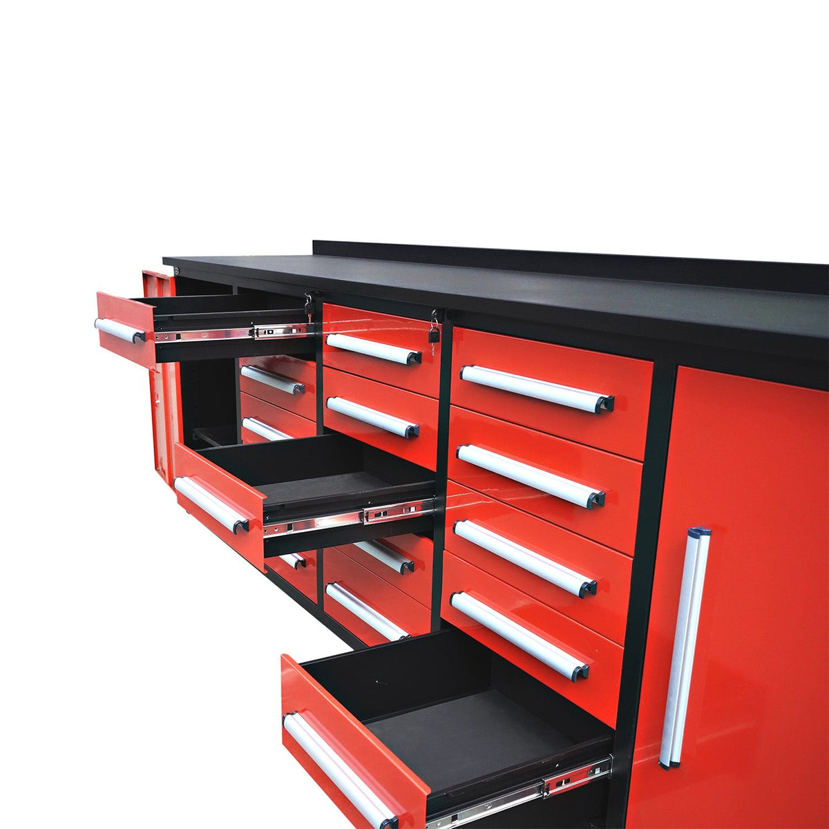 10ft Workbench Storage Cabinet with 15 Drawers & 2 Cabinets - Home Outpost Supply