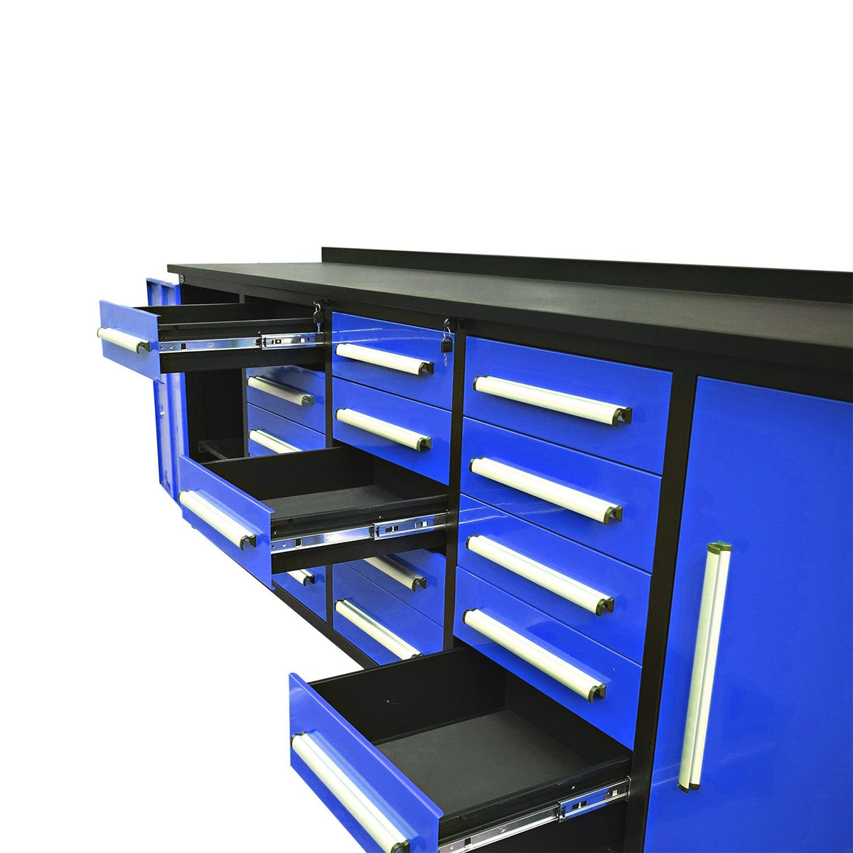 10ft Workbench Storage Cabinet with 15 Drawers & 2 Cabinets - Home Outpost Supply