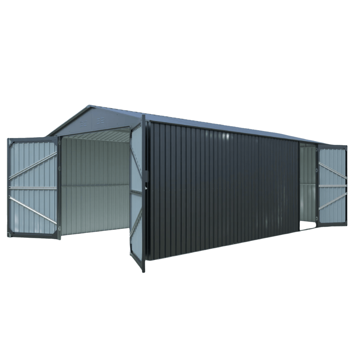 10'x20' Plus Upgraded Metal Shed with Double Front Doors & Side Entry Door - Home Outpost Supply