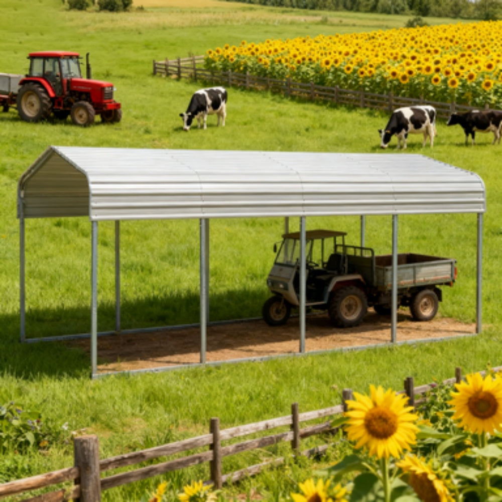 11' x 20' Heavy-Duty Metal Carport – 14-Gauge Steel Frame & Roof