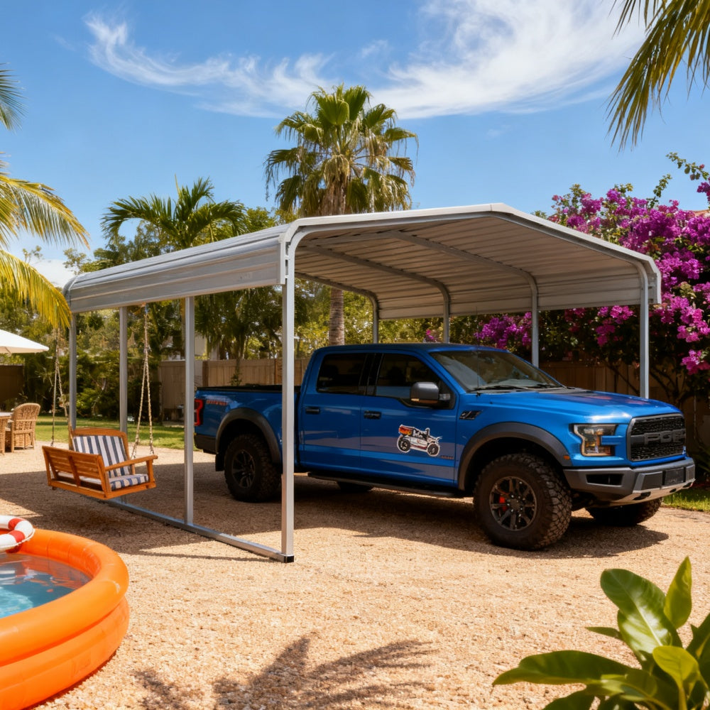 11' x 20' Heavy-Duty Metal Carport – 14-Gauge Steel Frame & Roof