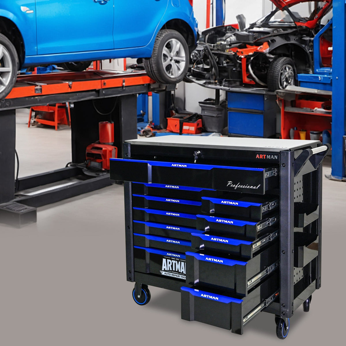 12-Layer Drawer Multi-Purpose Tool Car, With Wheels, Iron Top - Home Outpost Supply