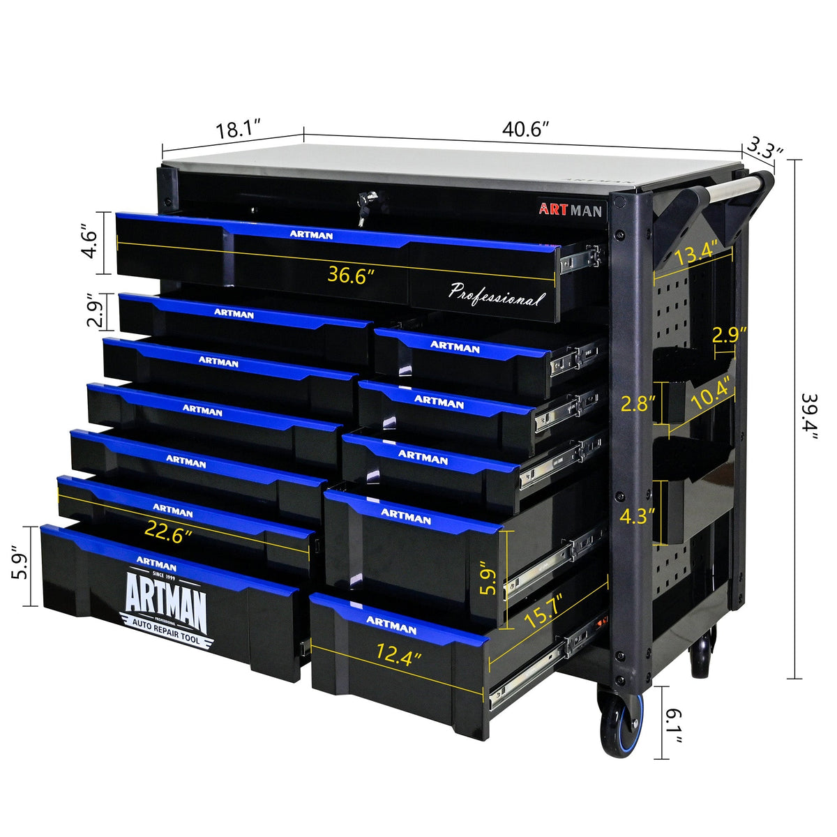 12-Layer Drawer Multi-Purpose Tool Car, With Wheels, Iron Top - Home Outpost Supply