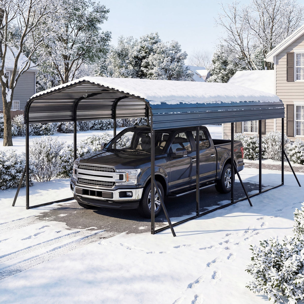 12 x 20 Feet Heavy-Duty Carport Outdoor Galvanized Steel Garage Car Shelter - Home Outpost Supply