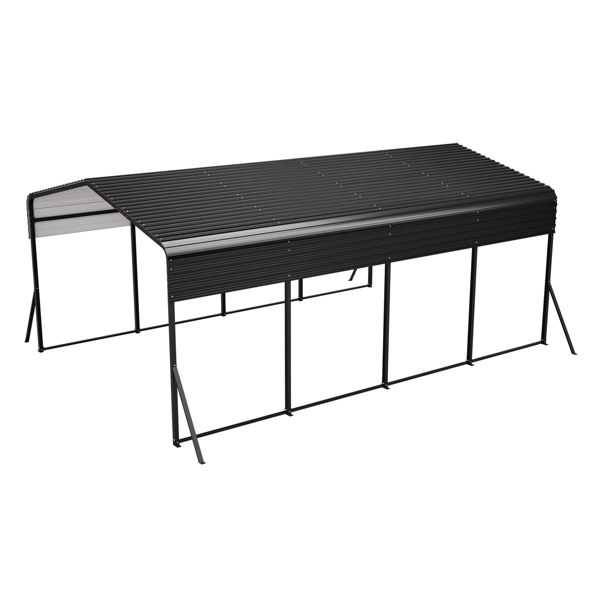 13' x 20' Heavy-Duty Metal Carport with Reinforced Steel Roof – Black