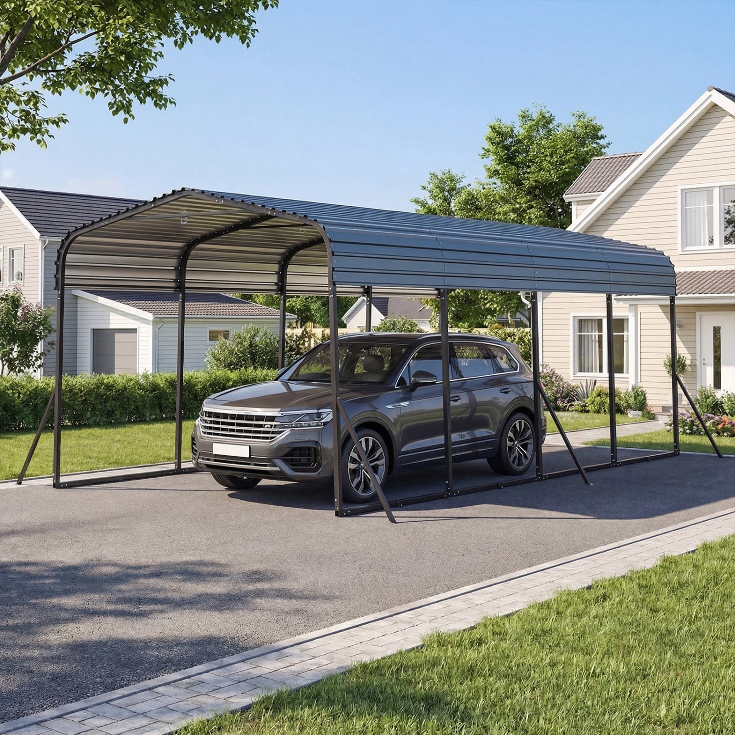 12 x 20 Feet Heavy-Duty Carport Outdoor Galvanized Steel Garage Car Shelter