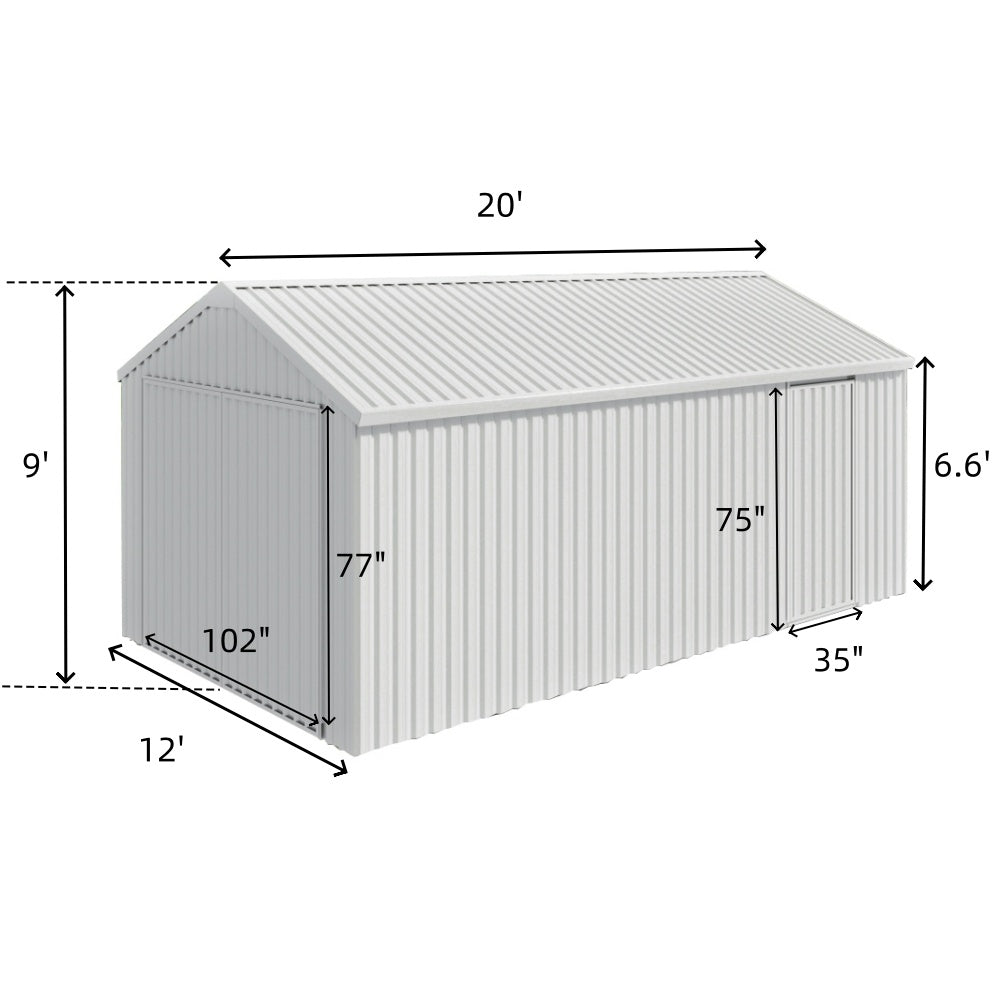 12'x20' Heavy-Duty Metal Garage Shed