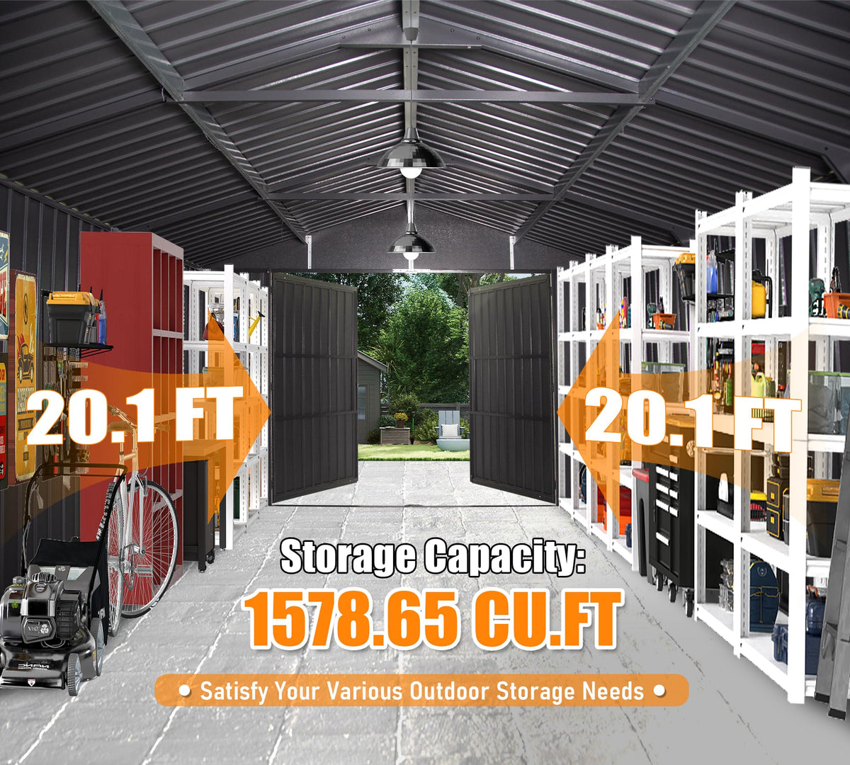 12x20ft Outdoor Metal Garage Shed - Home Outpost Supply