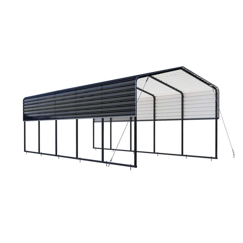 12'x25' Metal Carport with Corrugated Roof - Home Outpost Supply