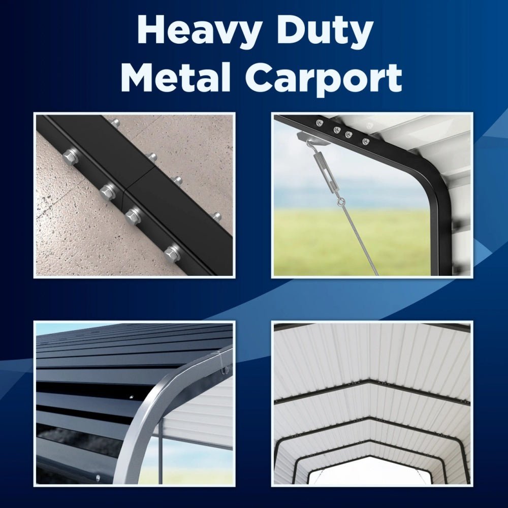12'x25' Metal Carport with Corrugated Roof - Home Outpost Supply
