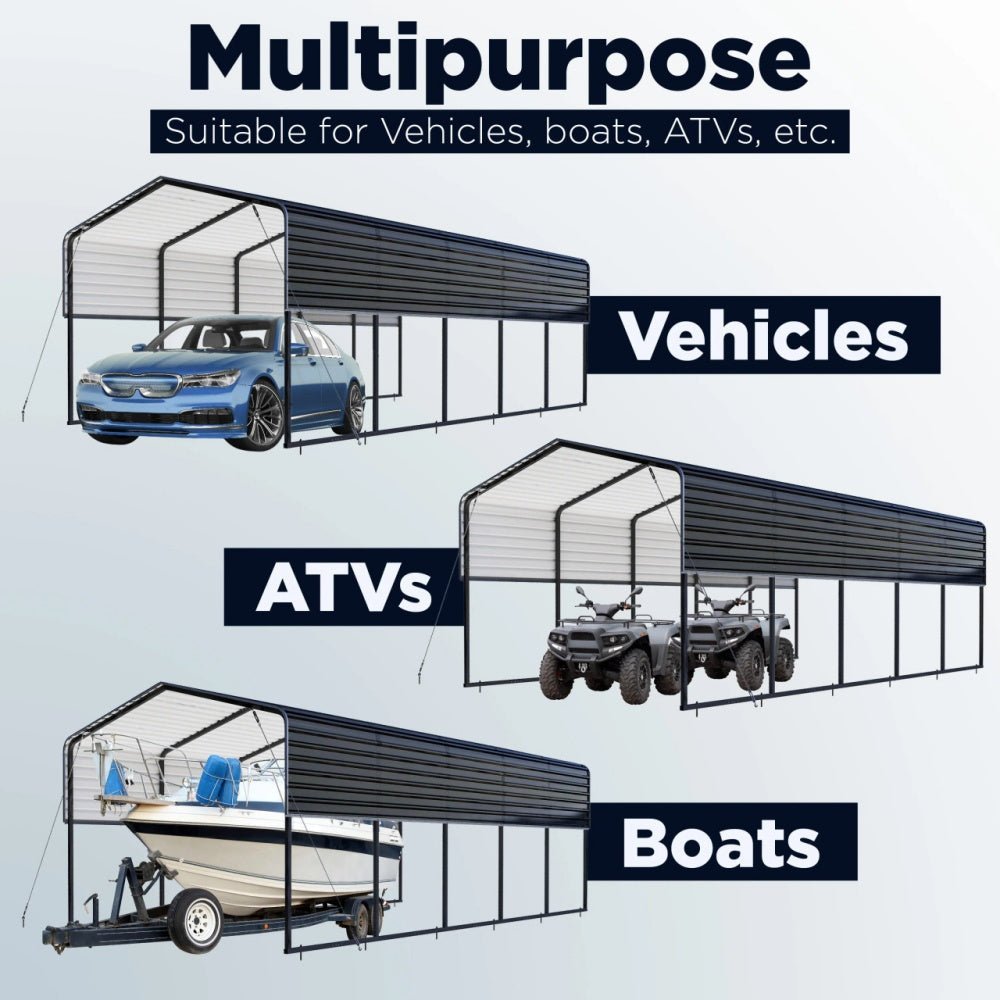 12'x25' Metal Carport with Corrugated Roof - Home Outpost Supply