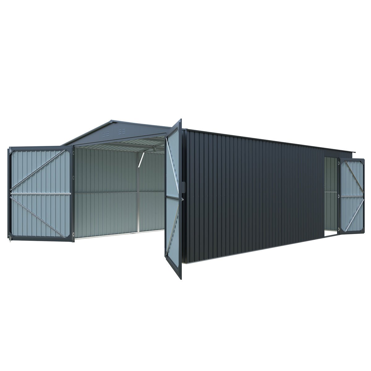 13'x20' Plus Upgraded Metal Shed w/ Double Front Doors & Side Entry Door - Home Outpost Supply